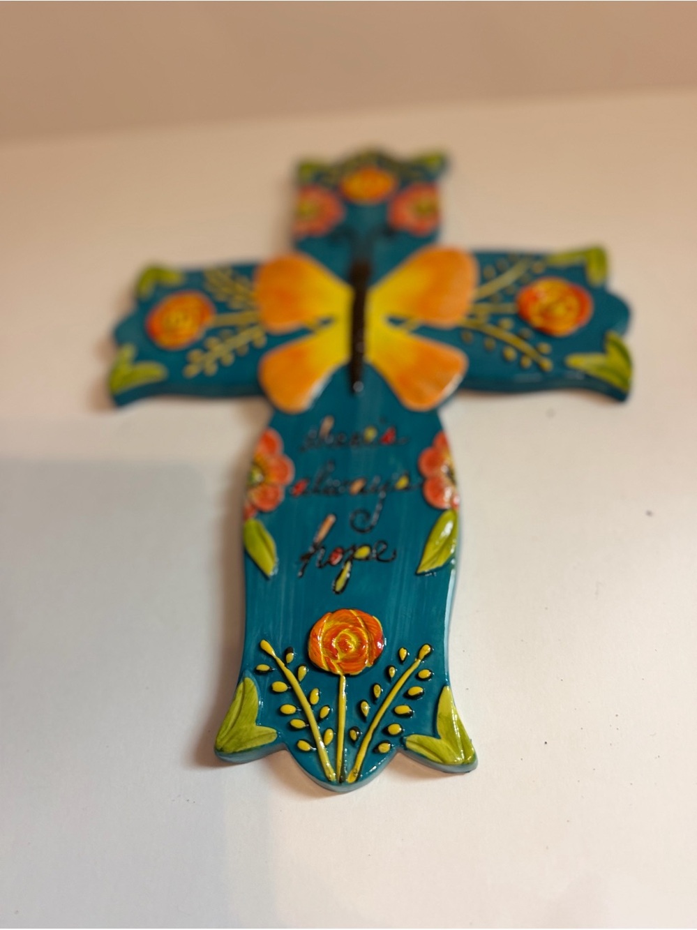 Lori Siebert New Creative NCE Butterfly Floral Cross Wall Decor Hope Folk Art